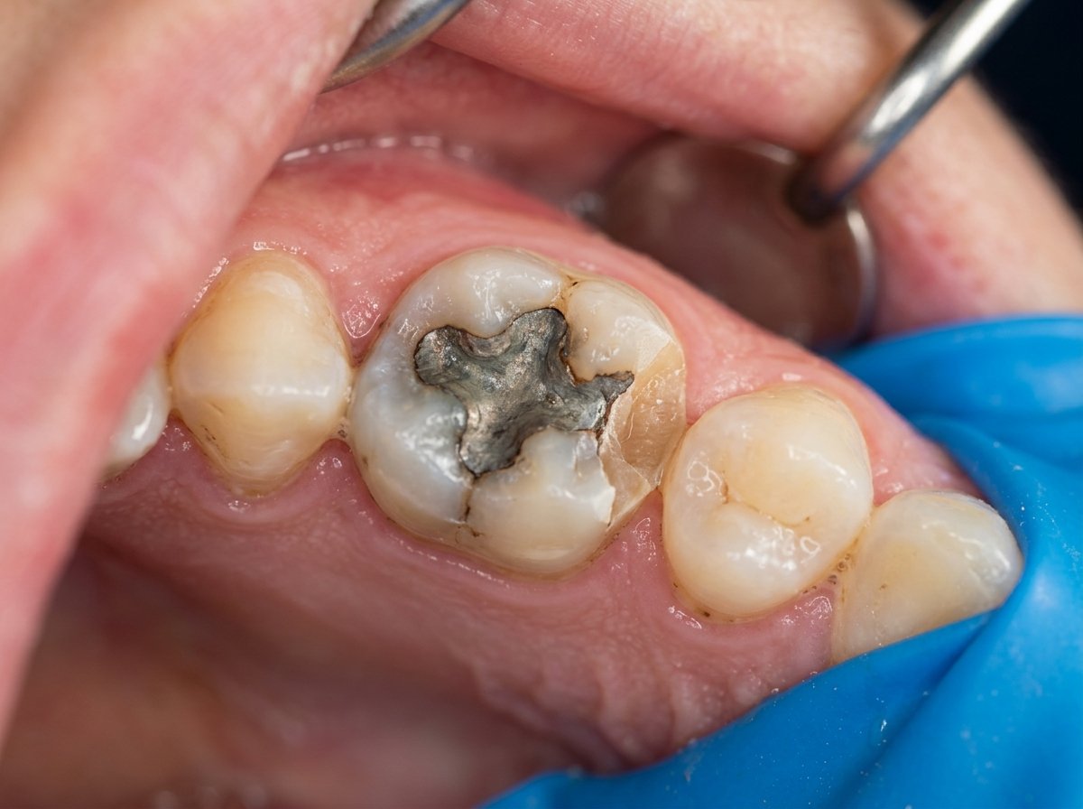 Fractured tooth before crown